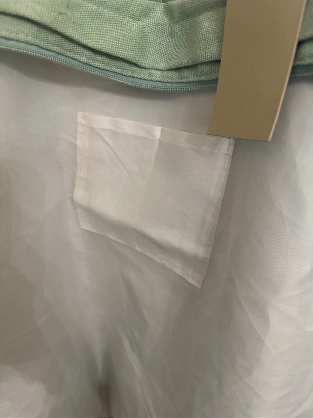 Large Canvas Whale-Tail Tote Bag in Sage and Tan.